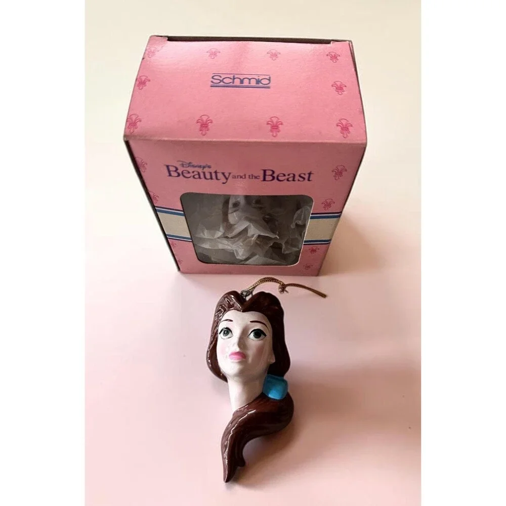 Vintage Disney Schmid Belle Beauty and the Beast Hand Painted Ceramic Ornament
